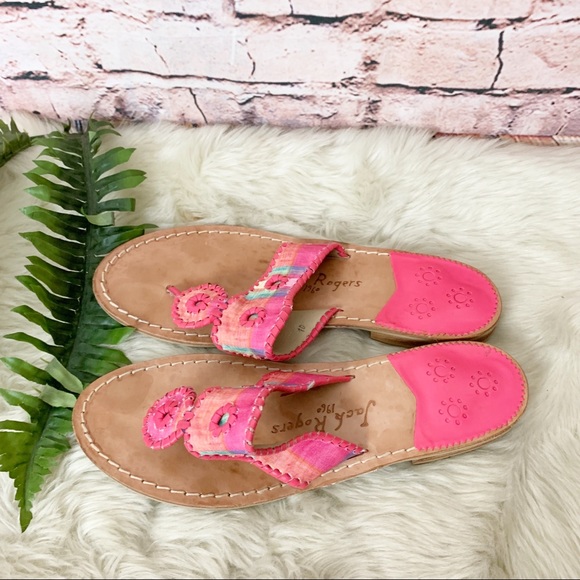 Jack Rogers Kyra Pink Madras Sandals - Picture 7 of 8